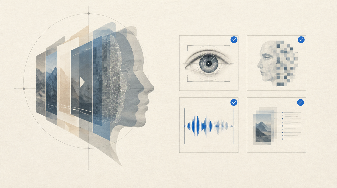 Layered faces with biometric analysis and synthetic media signals