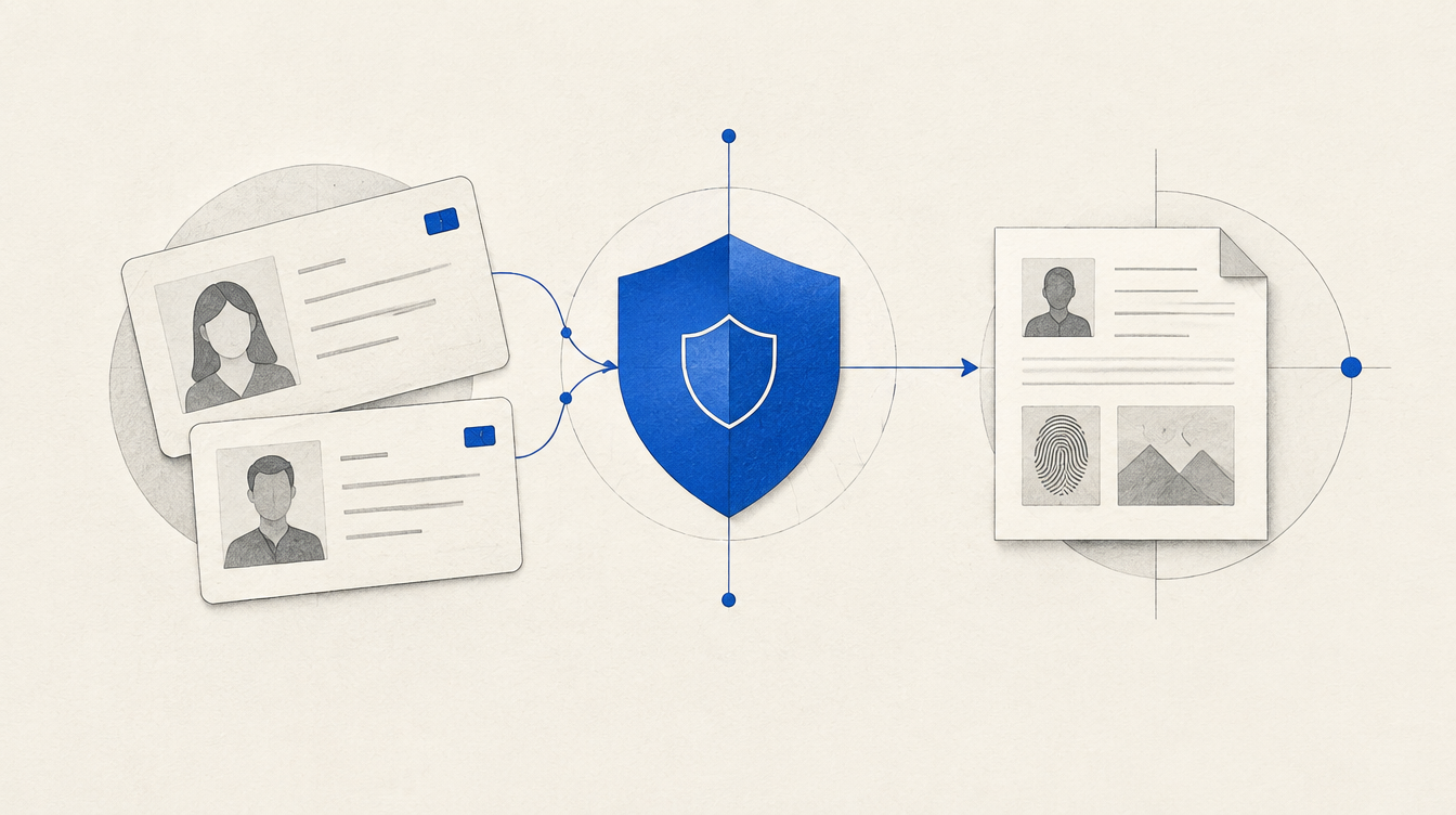 Identity cards protected by a blue shield